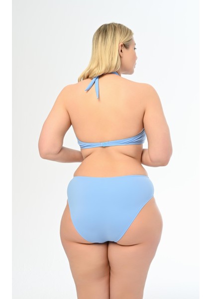Kadın Mavi Büyük Beden Boyundan Bağlı Üçgen Elena Bikini Takımı fırsatları