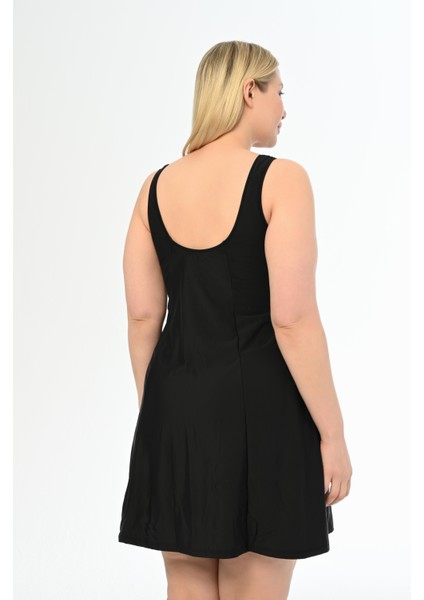 Kadın Siyah-Su Yeşili Büyük Beden Alesta Şortlu Elbise Mayo fırsatları