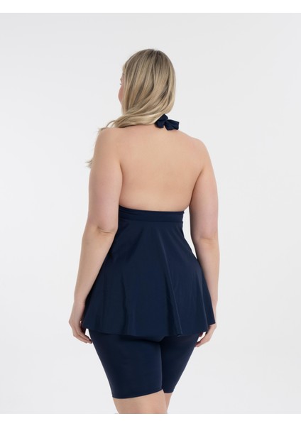 Kadın Büyük Beden Lacivert Mabel Boyundan Bağlı Taytlı Tankini fırsatları