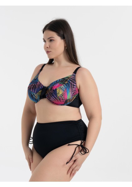 Kadın Balen Destekli Bikini Takımı Siyah Palmiye Deseniyle Yaz Plaj Modası fiyatları