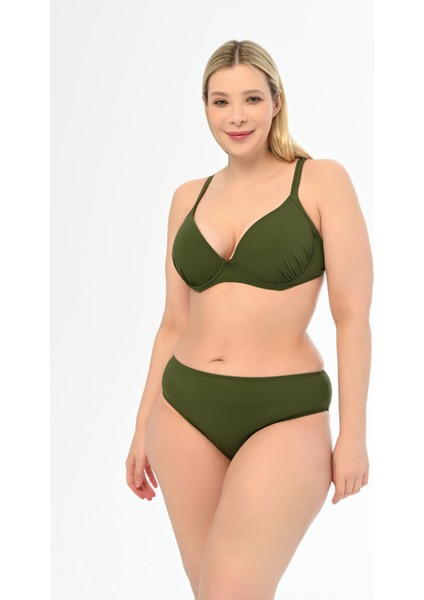 Kadın Haki Yeşil Büyük Beden Alexa Kaplı Bikini Takımı