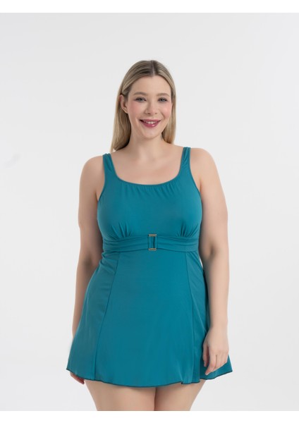 Aquaviva Kadın Büyük Beden Indigo Scarlett Tokalı Elbise Mayo