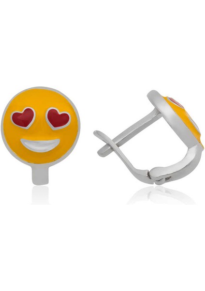 Gümüş Kalp Gözlü Emoji Çocuk Küpesi fiyatları