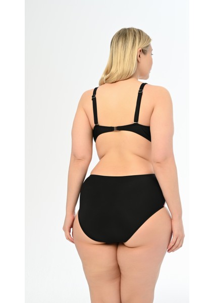 Aquaviva Kadın Siyah Leylak Desen Büyük Beden Yüksek Bel Kelebek Bikini Takımı fırsatları