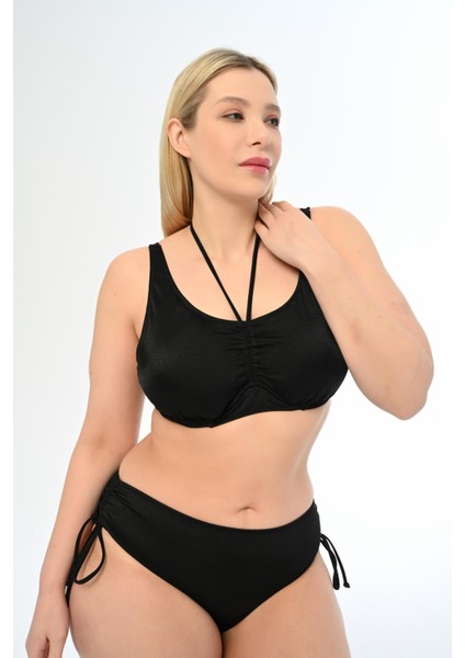 Kadın Siyah Büyük Beden Azura Toparlayıcı Sürgülü Bikini Takımı indirimleri