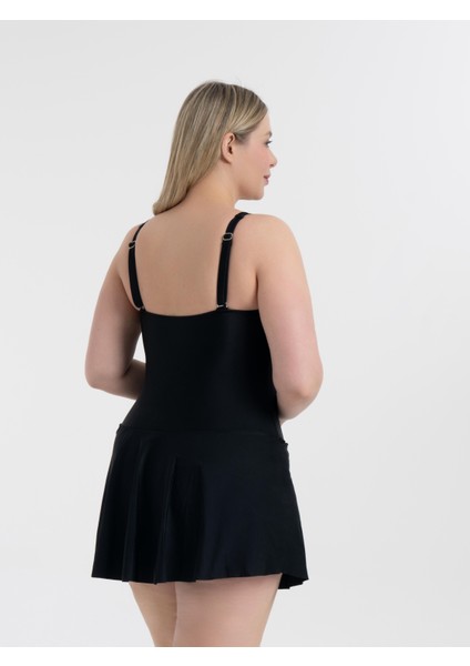 Kadın Büyük Beden Siyah Lenora Drapeli Toparlayıcı Elbise Mayo fırsatları