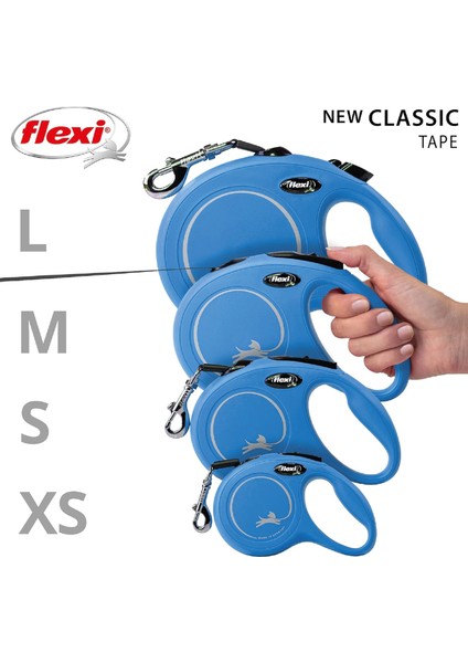 Flexi New Classic L 8 m Şerit mavi Tasma L Beden