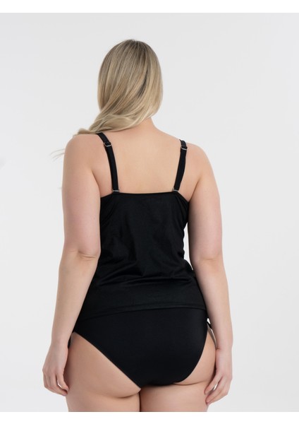 Kadın Siyah Beyaz Desen Büyük Beden Christiana Toparlayıcı Ayar Askılı Tankini fırsatları