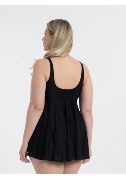 Kadın Büyük Beden Siyah Jessica Kare Yaka Slipli Tankini fırsatları