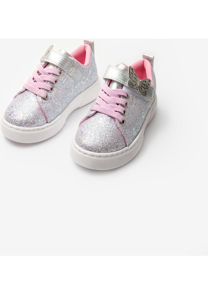 Gümüş Kelebek Detaylı Kız Çocuk Spor Ayakkabı