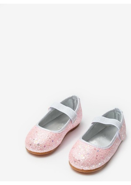 Pembe Kelebek Simli Kız Çocuk Babet Ayakkabı