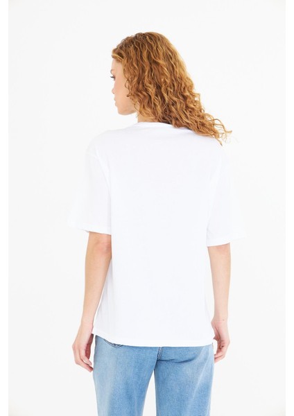 Baskılı Taşlı T-Shirt
