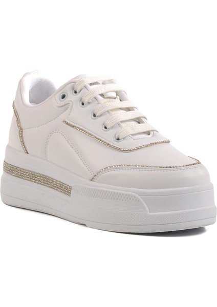 Beyaz Taşlı Kadın Spor Ayakkabı Ayakmod 1182 Z