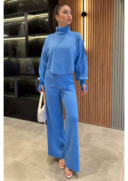 Kadın Parmak Geçmeli Yüksek Bel Triko Takım fiyatları