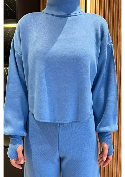 Kadın Parmak Geçmeli Yüksek Bel Triko Takım indirimleri