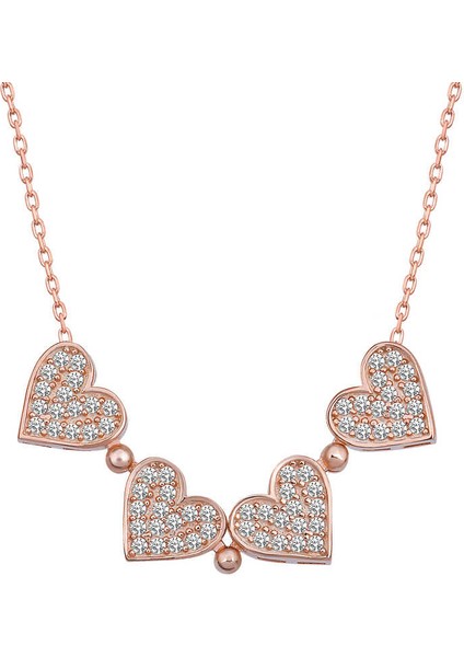 Gümüş Rose Kalpli Açılabilen Yonca Kadın Kolye modelleri