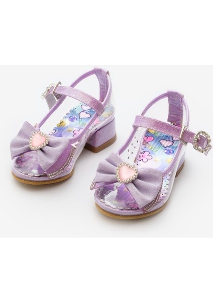 Lila Fiyonklu Şeffaf Kız Çocuk Ayakkabı