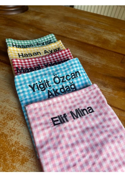 🍏 Yeşil Renk ve İsim Nakışlı Beslenme Örtüsü 35x50 Silinmez Bozulmaz (2ADET)🎒✨