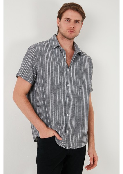 Çizgili Pamuklu Slim Fit Kısa Kollu Gömlek Erkek GÖMLEK CF23S116097 fiyatları