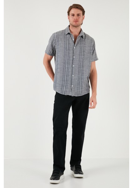 Çizgili Pamuklu Slim Fit Kısa Kollu Gömlek Erkek GÖMLEK CF23S116097 modelleri