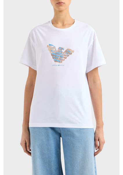 Baskılı Regular Fit Pamuklu Bisiklet Yaka T Shirt Bayan T SHİRT EW000904 AF12601 F0024