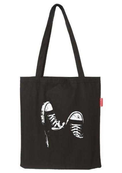 Converse Baskılı Siyah Bez Çanta