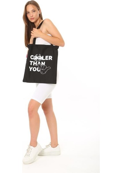 Siyah Bez Çanta Cooler Than You Baskılı