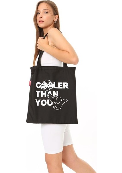 Siyah Bez Çanta Cooler Than You Baskılı
