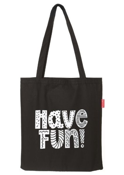 Siyah Bez Çanta Have Fun Baskılı