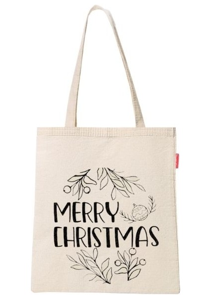 Merry Christmas Baskılı Bez Çanta