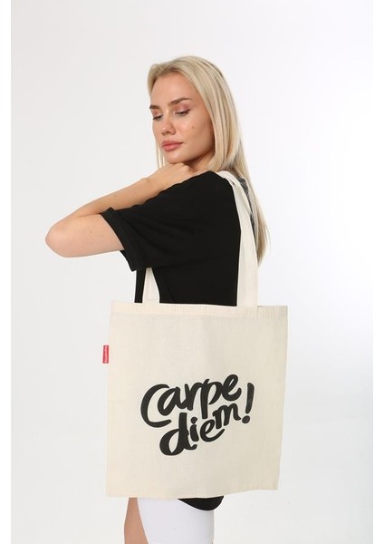 Carpe Diem Baskılı Bez Çanta