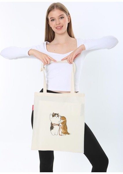 Terzi Kedi Baskılı Bez Çanta