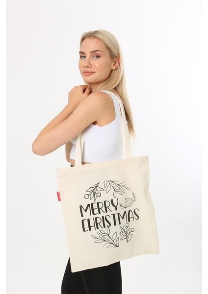 Merry Christmas Baskılı Bez Çanta