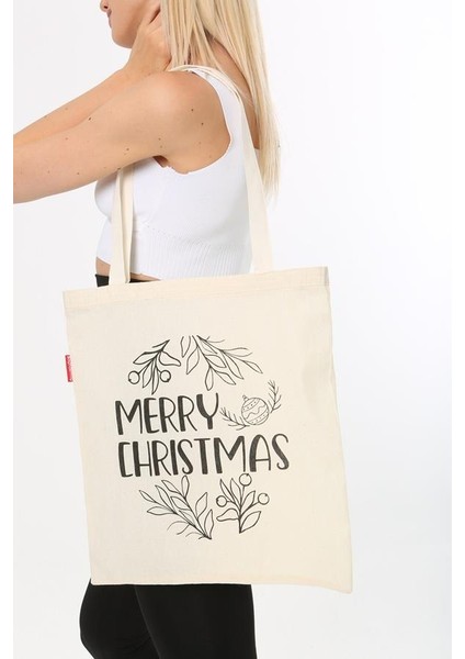 Merry Christmas Baskılı Bez Çanta