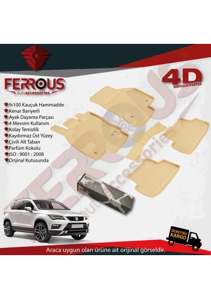 Seat Ateca Refref 4d Havuzlu Kauçuk Paspas Bej 2016-2020