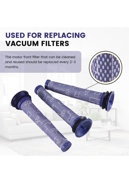 Dyson DC58, DC59, V6, V7, V8 Için 3 Paket Ön Filtre. Yedek Parça (Yurt Dışından)