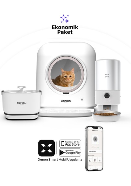 Akıllı Otomatik Kedi Tuvaleti 5LT Çelik Hazneli Mama Kabı Ultra Sessiz Bataryalı Su Pınarı 3'lü Pet Seti fiyatları