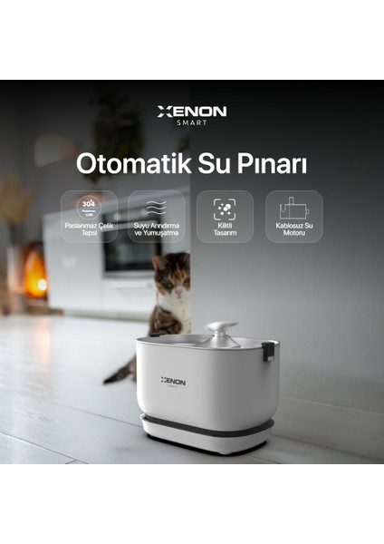 Akıllı Otomatik Kedi Tuvaleti 5LT Çelik Hazneli Mama Kabı Ultra Sessiz Bataryalı Su Pınarı 3'lü Pet Seti