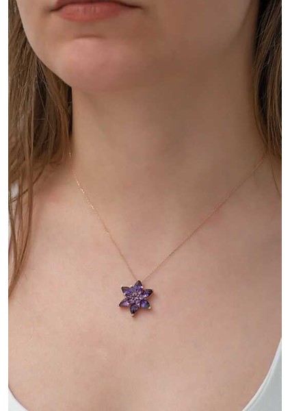 Gümüş Rose Mor Lotus Çiçeği Kolye fiyatları