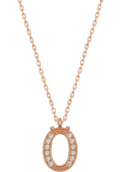 Gümüş Rose Ö Harfi Kadın Kolye