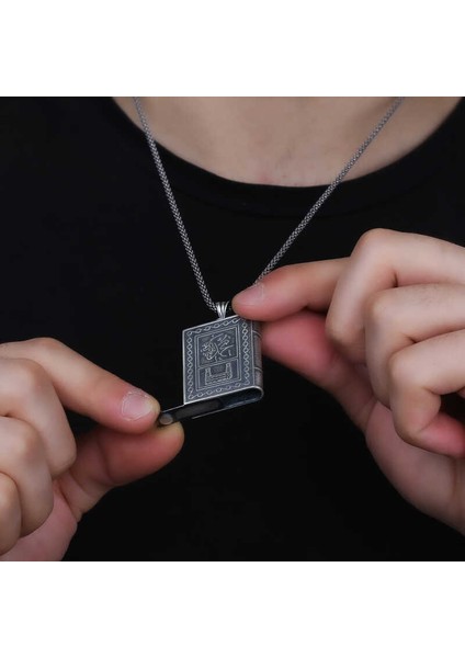 Gümüş Kare Içi Açılabilen Muhammed Muskalık Kolye modelleri