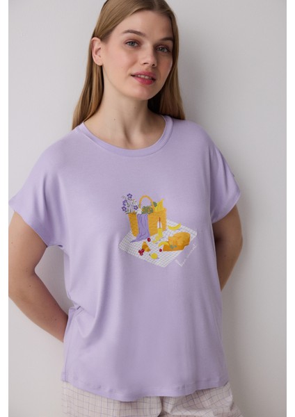 Bon Vivant Lila Tişört