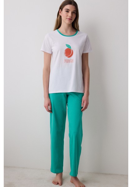 Peach Pantolon Pijama Takımı