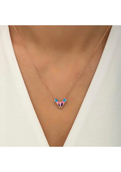 Gümüş Rose Minimal Kelebek Bayan Kolye fiyatları