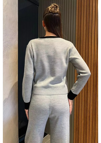 Kadın Taş Işlemeli Kazak Pantolon Triko Ikili Takım