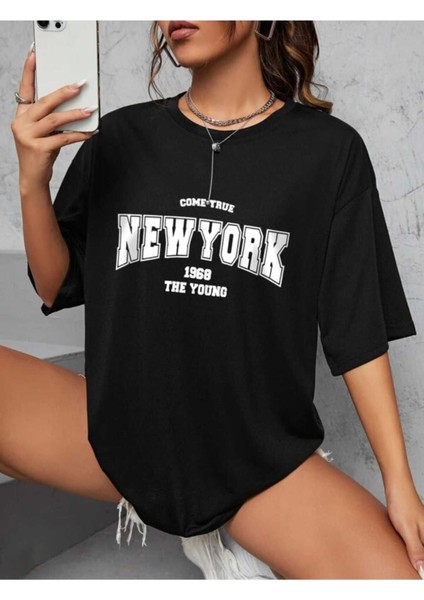 Tarzsokak New York Baskılı Oversize Unisex