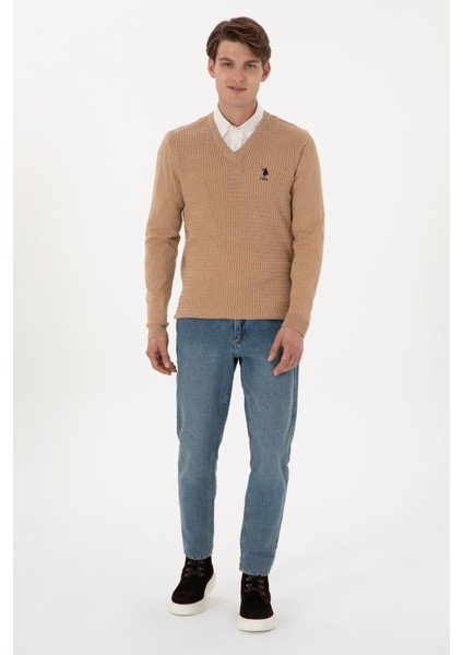Erkek Camel Melanj Kazak /triko 50288879-VR122 fırsatları