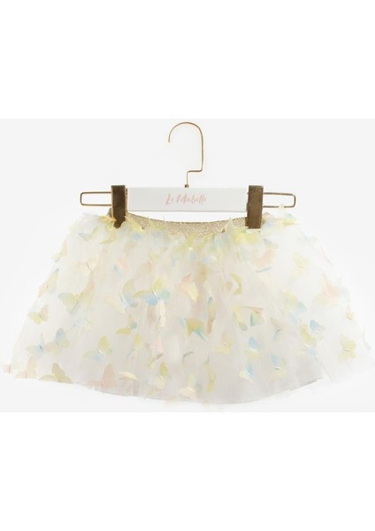 Sarı Kelebek Aplikeli Kız Çocuk Tül Etek - Pauline