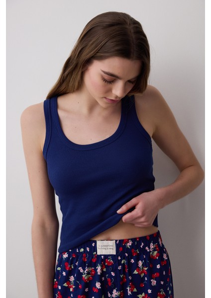 Cherries Pantolon Lacivert Pijama Takımı