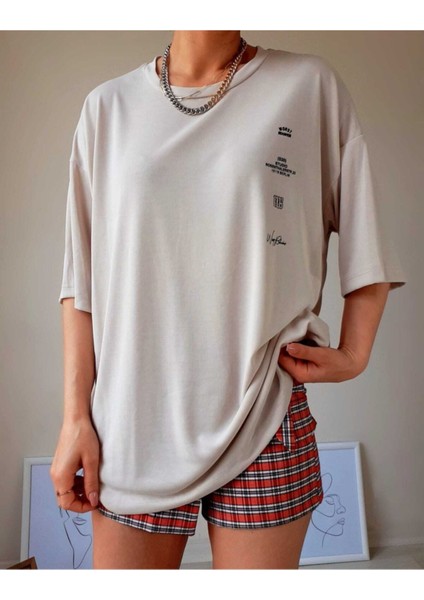 Tarzsokak Unisex Taş Rengi Compas Oversize